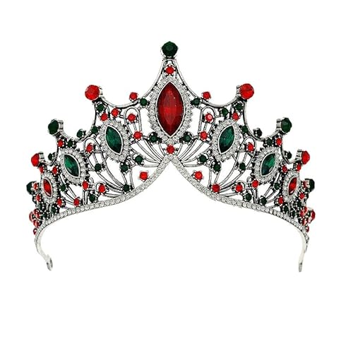 CEMELI 15 * 90mm Retro Barock Kristall Braut Krone Für Hochzeit Tiara Prinzessin Königin Krone Rot Grün Strass braut Stirnband Für Mädchen Frauen von CEMELI