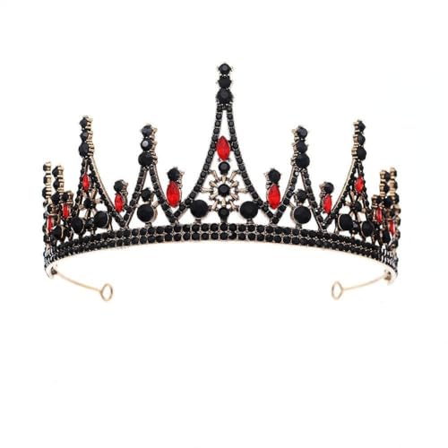 CEMELI 150 * 70MM Gold/Schwarz Kristall Braut Krone Für Hochzeit Diamant Tiara Prinzessin Königin Krone Strass Braut Stirnband von CEMELI