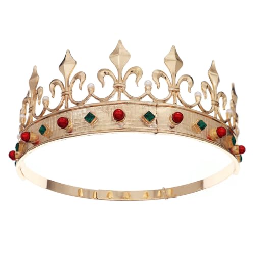 CEMELI 180–190 mm verstellbare Königskrone Barockperlen-Kristall-Brautkrone für Hochzeit Tiara Prinzessinnen-Königin-Krone Strass-Brautstirnband von CEMELI