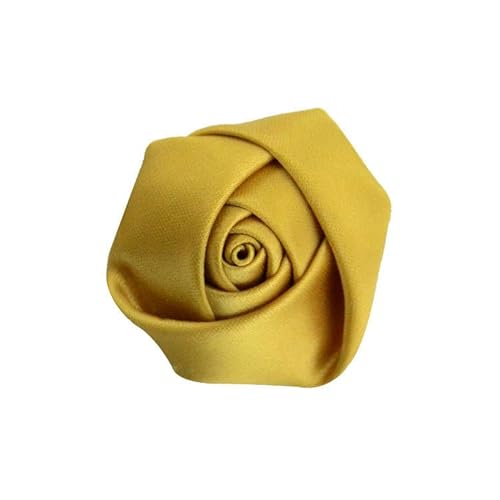 CEMELI 35 * 9 cm 10 Stück schwarze kleine goldene Satin-Blumen-Reversnadel-Abzeichen-Blumen-Corsage Satin-Blumen-/Rosen-Reversnadel-Brosche für Frauen Braut von CEMELI