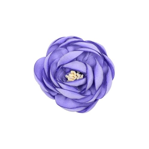 CEMELI 4 * 10CM 10pcs Brennkante Silber Satin Blume Anstecknadel Abzeichen Blume Corsage Satin Blume/Rose Anstecknadel Brosche Pin für Frauen Braut von CEMELI