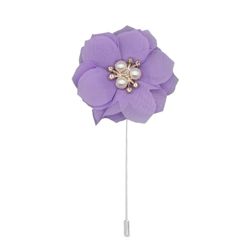 CEMELI 4 * 10CM 5/10PCS Perle Pflaumenblüte Silber Chiffon Stoff Blume Anstecknadel Abzeichen Blume Corsage Satin Blume Anstecknadel Brosche Pin Für Frauen von CEMELI