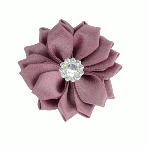 CEMELI 4 * 9 cm 10 Stück Strass Gold Satin Blume Anstecknadel Abzeichen Blumen Corsage Satin Rose Blume/Rosen Anstecknadel Brosche Pin für Frauen Braut von CEMELI