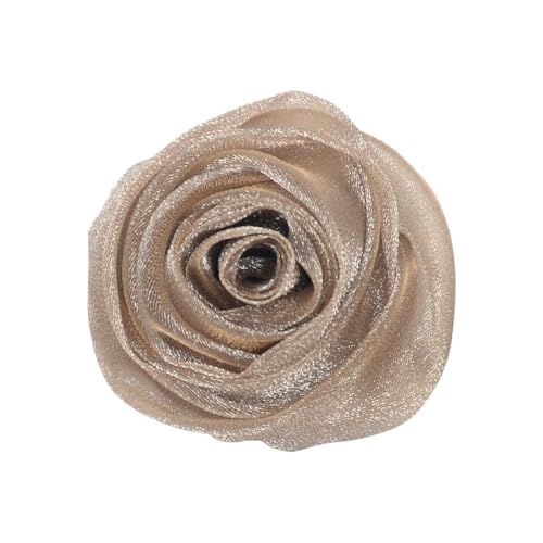 CEMELI 5 * 10CM 10PCS Pailletten Gold Organza Tuch Blume Anstecknadel Abzeichen Blume Corsage Satin Blume/Rose Anstecknadel Brosche Pin Für Frauen Braut von CEMELI