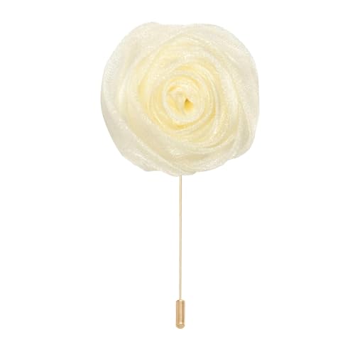 CEMELI 5 * 10CM 10PCS Pailletten Gold Organza Tuch Blume Anstecknadel Abzeichen Blume Corsage Satin Blume/Rose Anstecknadel Brosche Pin Für Frauen Braut von CEMELI