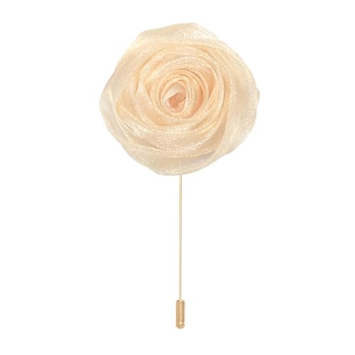 CEMELI 5 * 10CM 10PCS Pailletten Gold Organza Tuch Blume Anstecknadel Abzeichen Blume Corsage Satin Blume/Rose Anstecknadel Brosche Pin Für Frauen Braut von CEMELI