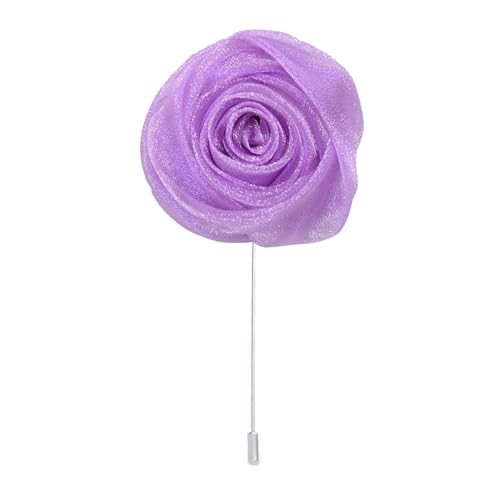 CEMELI 5 * 10CM 6PCS Pailletten Silber Organza Tuch Blume Anstecknadel Abzeichen Blume Corsage Satin Blume/Rose Anstecknadel Brosche Pin Für Frauen Braut von CEMELI