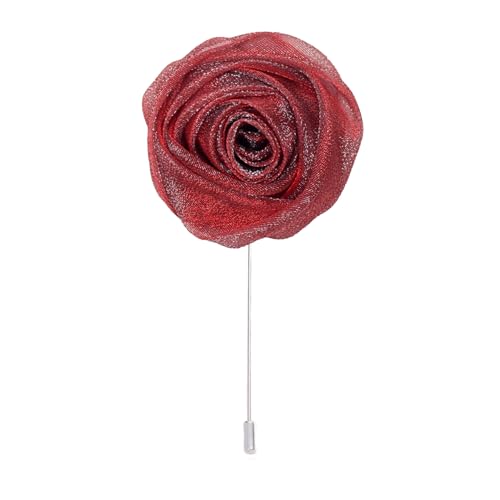 CEMELI 5 * 10CM 6PCS Pailletten Silber Organza Tuch Blume Anstecknadel Abzeichen Blume Corsage Satin Blume/Rose Anstecknadel Brosche Pin Für Frauen Braut von CEMELI