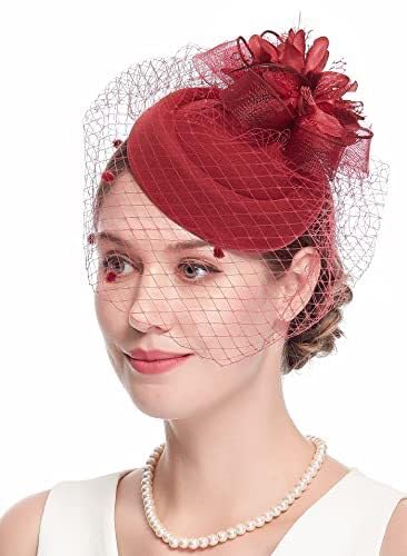 Damen Retro-Vogelkäfigschleier im britischen Stil für Hochzeit Hut Brautparty Stirnband Haarnetz Gaze Blumenkopfhut von CEMELI