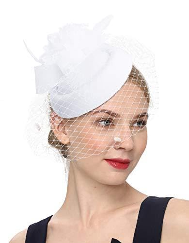 Damen Retro-Vogelkäfigschleier im britischen Stil für Hochzeit Hut Brautparty Stirnband Haarnetz Gaze Blumenkopfhut von CEMELI