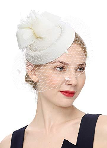 Damen Retro-Vogelkäfigschleier im britischen Stil für Hochzeit Hut Brautparty Stirnband Haarnetz Gaze Blumenkopfhut von CEMELI