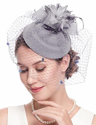 Damen Retro-Vogelkäfigschleier im britischen Stil für Hochzeit Hut Brautparty Stirnband Haarnetz Netz Gaze Kopf Blumenhut von CEMELI