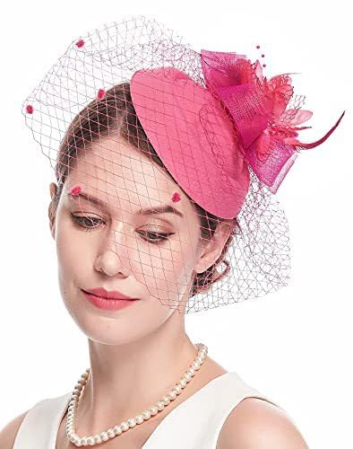 Damen Retro-Vogelkäfigschleier im britischen Stil für Hochzeit Hut Brautparty Stirnband Haarnetz Netz Gaze Kopf Blumenhut von CEMELI