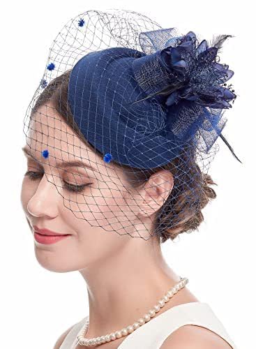 Damen Retro-Vogelkäfigschleier im britischen Stil für Hochzeit Hut Brautparty Stirnband Haarnetz Netz Gaze Kopf Blumenhut von CEMELI