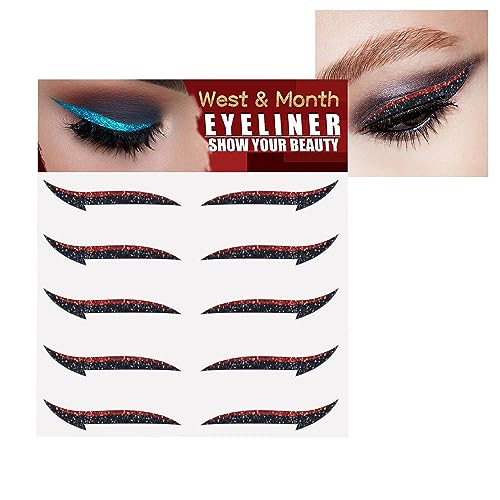 Glitzer-Eyeliner-Aufkleber | Sparkle Instant Selbstklebende Eyeliner-Schablone 5 Paar | Aufkleber-Eyeliner-Werkzeug, Make-up-Eyeliner-Aufkleber, geflügelte Eyeliner-Schablone für Cemeli von CEMELI