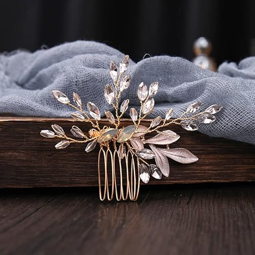 Handgemachte Tiara Hochzeit Haarkamm Blatt Blume Braut Haarnadeln Perle Strass Kopfschmuck Mädchen Hochzeit Haarschmuck von CEMELI