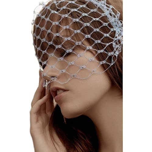 Handgemachter Retro Haarreif Weißer Vogelkäfigschleier für Hochzeit Hut Braut Party Stirnband Haar Mesh Braut Tanz Schmuck von CEMELI