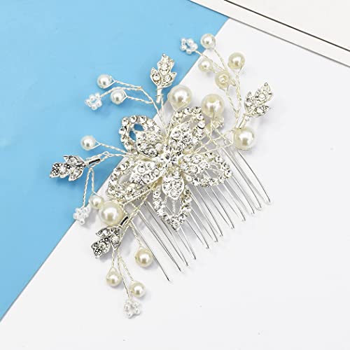 Hochzeit Kristall Peals Haarkämme Braut Haar Clips Zubehör Schmuck Handgemachte Frauen Kopf Ornamente Kopfbedeckungen für Braut von CEMELI