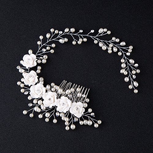 Kristall Hochzeit Kopfschmuck Strass Stirnband für Braut Krone Floral Haarnadel Haarspange Brautschmuck Haarschmuck von CEMELI