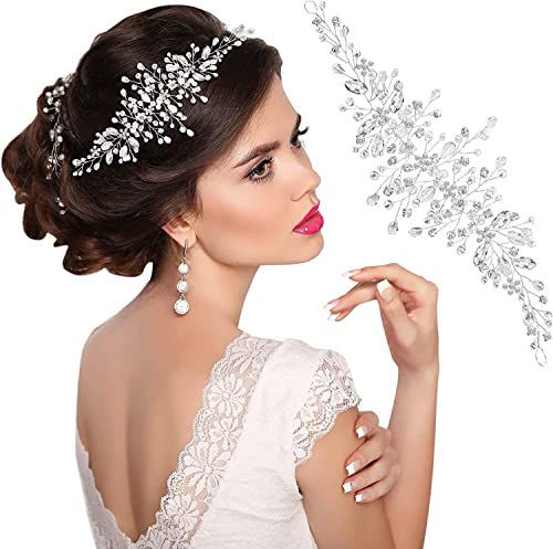 Perlenkristall Hochzeit Haarkämme Haarschmuck für Braut Blumen Kopfschmuck Stirnbänder Frauen Braut Haarschmuck Schmuck von CEMELI