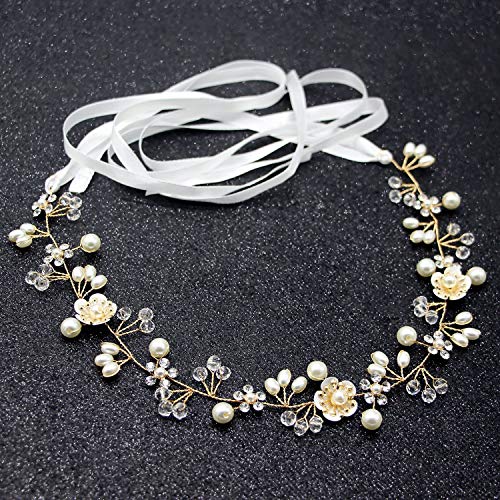 Perlenkristall Hochzeit Haarkämme Haarschmuck für Braut Blumen Kopfschmuck Stirnbänder Frauen Braut Haarschmuck Schmuck von CEMELI