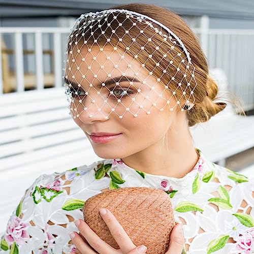 Retro Braut Perle Vogelkäfig Schleier Für Hochzeit Hut Braut Party Stirnband Haar Mesh Bedeckt Schmuck Braut Haar Kopfschmuck Zubehör von CEMELI