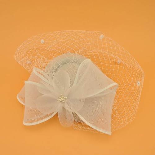 Retro Kopf Schmuck Abendessen Perle Vogelkäfig Schleier für Hochzeit Hut Braut Party Stirnband Haar Mesh von CEMELI