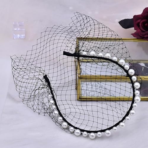 Retro Perle Net Garn Haar Hoop Perle Vogelkäfig Schleier Für Hochzeit Hut Braut Party Stirnband Haar MeshHeadwear von CEMELI