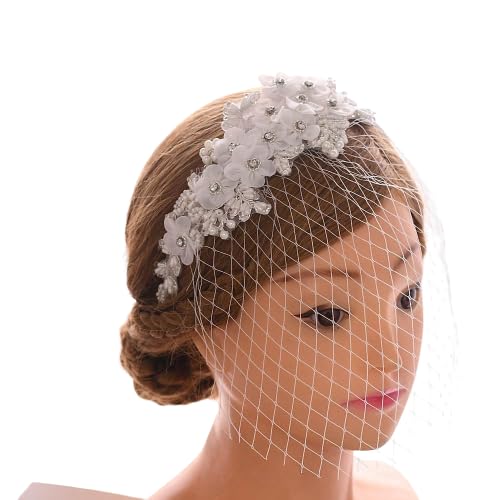 Strass Vogelkäfig Schleier für Hochzeit Hut Braut Party Stirnband Haar Mesh Schmuck Nudel Kopf Schmuck Kopf Hoop von CEMELI