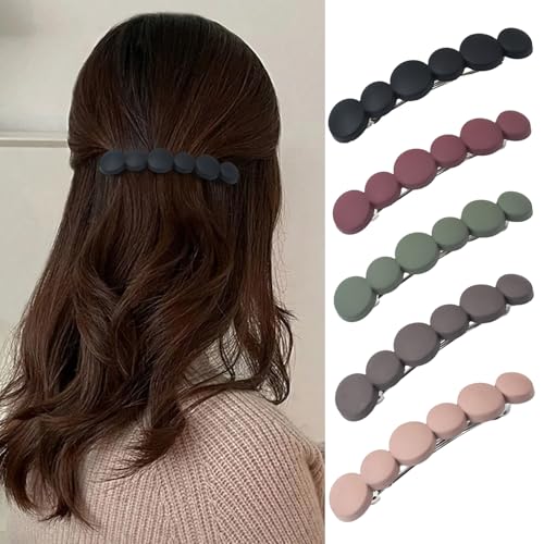 5 Stück Haarspangen, französische Haarspangen, matte Haarspangen, kleine Haarspangen, Haarspangen, elegante Haarspangen für Frauen, Haarspangen für dickes, feines Haar (Schwarz/Braun/Khaki/Grün/Rot) von CENCERY