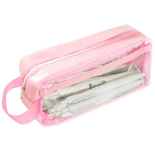 CENCERY Großes Klarsichtmäppchen Wasserdichtes Mäppchen für die Schule Büro Schreibwaren Kosmetische Aufbewahrung (Rosa) von CENCERY