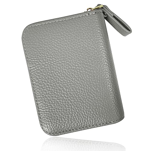 CENCERY Kartenhalter-Geldbörse, RFID-Geldbörsen, kleine Geldbörsen für Damen mit Reißverschluss, Leder-Kartenetui, Ausweishalter, graue Karten-Geldbörse für Damen von CENCERY