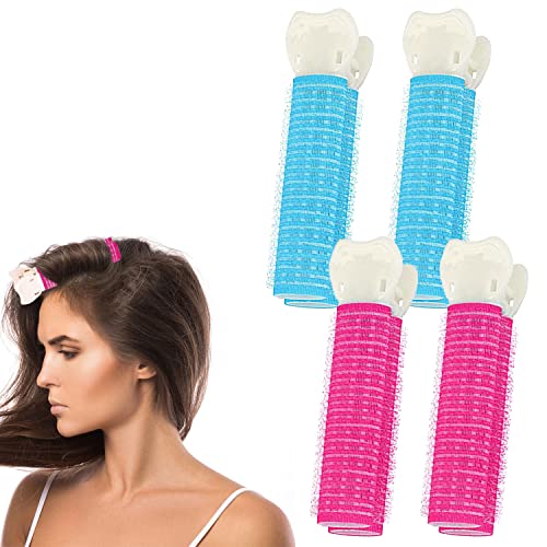 Lockenwickler mit Clips, 4 Stück, sofortiger Haar-Volumen-Clip, Klettwickler für Haare, Lockenwickler, selbsthaftender Lockenwickler, voluminöser Haarwurzel-Clip für Mädchen und Frauen(blau, rosa) von CENCERY
