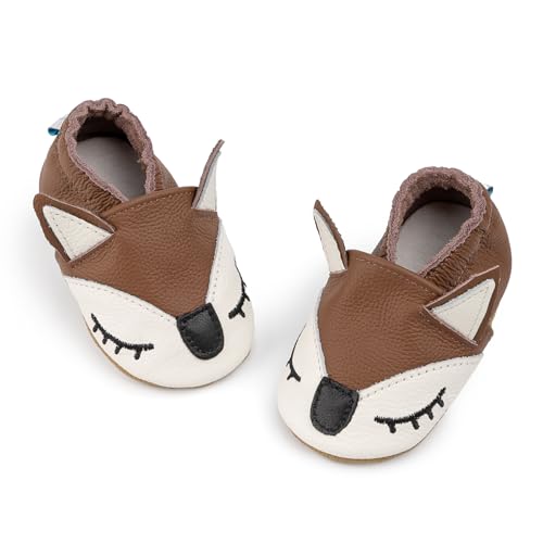 CENCIRILY Krabbelschuhe Baby Lauflernschuhe Jungen Weiche Leder mit Wildledersohlen Kleinkind Lederschuhe Mädchen Babyhausschuhe von CENCIRILY