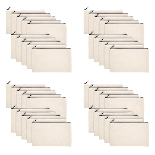 CENMEN 40 StüCk DIY Basteltasche Canvas Stiftetui Schminke - Canvas Bleistift Beutel Baumwolle Canvas Kosmetik Tasche Tasche von CENMEN