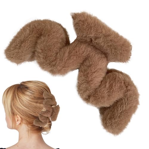 Fuzzy Haarkralle – Plüsch-Wellenförmige Krallenclips, große Haarklammern, Zubehör für dünne/mitteldickes Haar, langes Haar, schöne Haarspangen für Frauen und Cenmoo von CENMOO