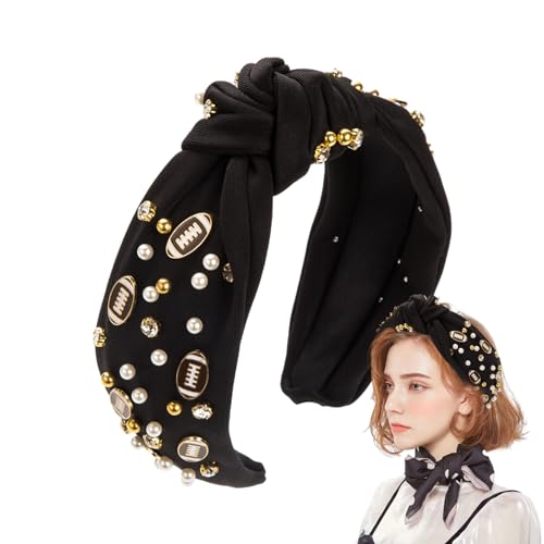 Haarreif mit Strasssteinen verziert, exquisites Mehrzweck-Knoten-Haarband, Schönheits-Stirnband für Mädchen mit Verzierungen in Form eines Rugbyballs, für , Sportveranstaltungen. Cenmoo von CENMOO