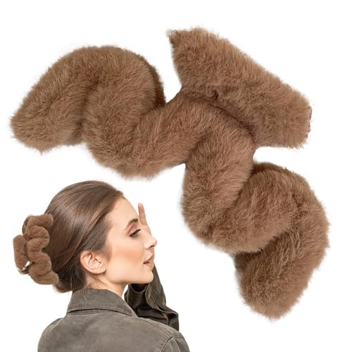 Plüsch-Haarspange – Plüsch-Haarspangen, gewellte Form, Haarschmuck für Damen und Mädchen, große Clips für dünnes/mitteldickes Haar für den täglichen Gebrauch, niedliche Haarspangen Cenmoo von CENMOO