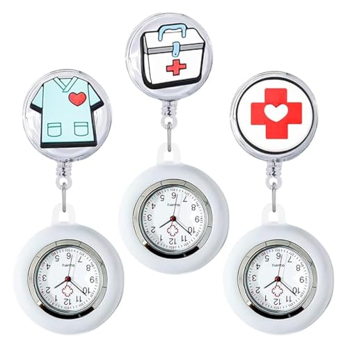 CENPEK 3PCS Krankenschwester Uhr Mini Anhänger Uhr Armband mit Einziehbarem Stretch Frauen Krankenpflege Uhr Taschenuhr von CENPEK