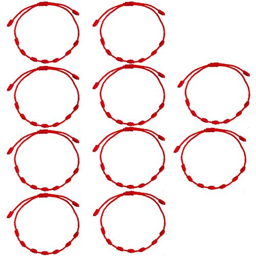 CENRONG Rote Schnur Armband,10 PCS handgestricktes Glücksseil Knoten Armband Set handgemachtes geflochtenes Armband (10PCS Red style 1) von CENRONG