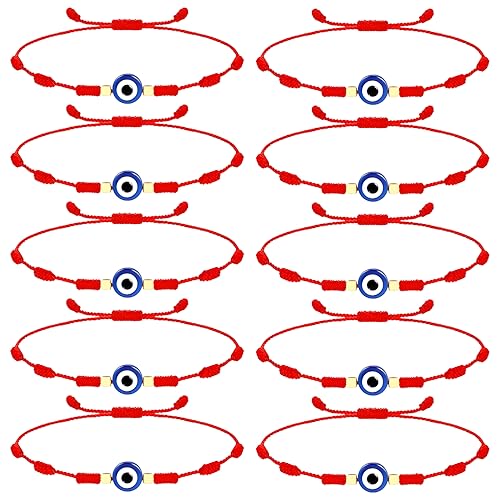 CENRONG Rote Schnur Armband,10 PCS handgestricktes Glücksseil Knoten Armband Set handgemachtes geflochtenes Armband (10PCS Red style 2) von CENRONG