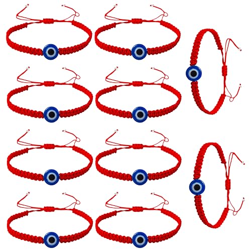 CENRONG Rote Schnur Armband,10 PCS handgestricktes Glücksseil Knoten Armband Set handgemachtes geflochtenes Armband (10PCS Red style 3) von CENRONG