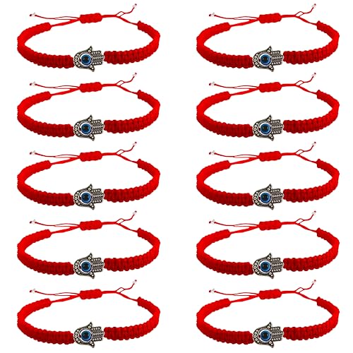 CENRONG Rote Schnur Armband,10 PCS handgestricktes Glücksseil Knoten Armband Set handgemachtes geflochtenes Armband (10PCS Red style 4) von CENRONG