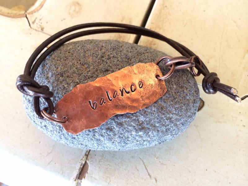 Balance Gleichgewicht Armband Oder Halskette Rustikale Kupfer Und Leder von CENTiment