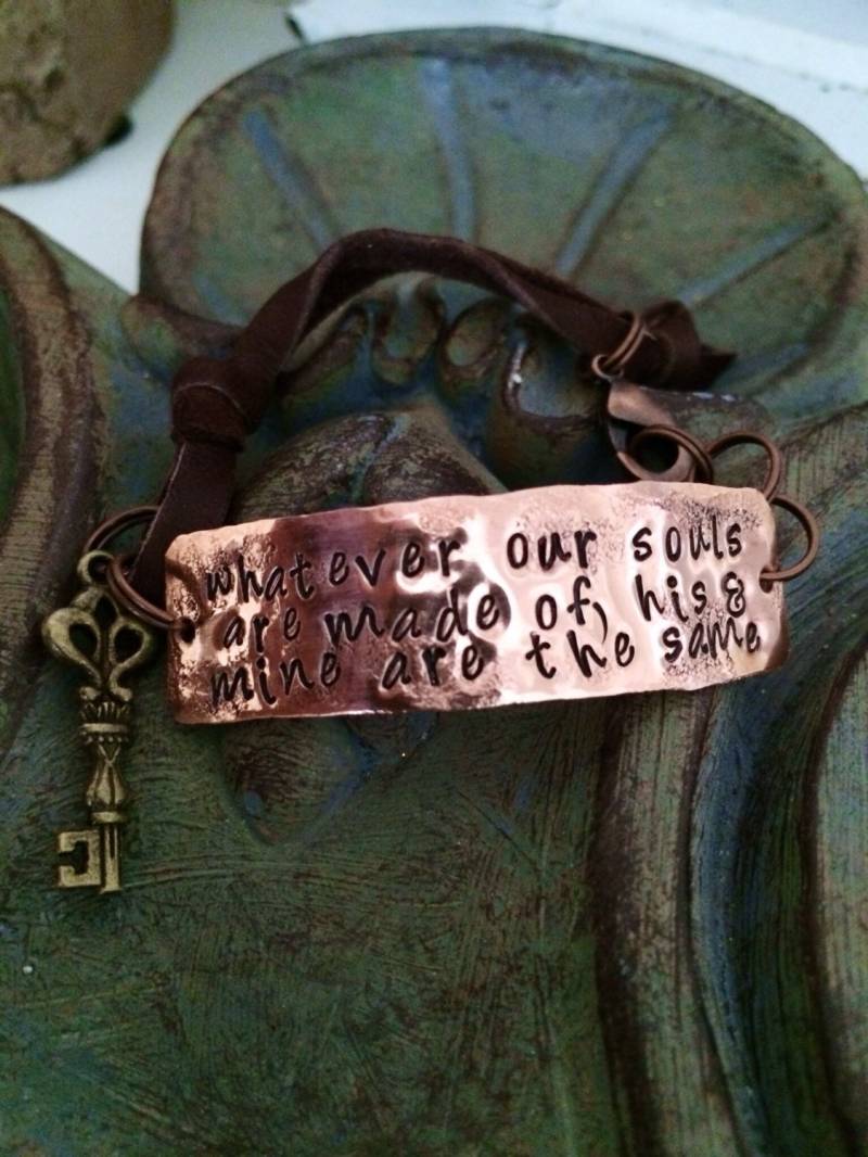 Emily Bronte Inspiriertes Armband Oder Kette Rustikales Kupfer Und Leder Woraus Auch Immer Unsere Seelen Bestehen, Seine Meine Seelen Sind Gleich von CENTiment