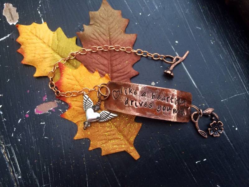 Fleetwood Mac Hand Gehämmertes Kupfer Armband ~ Stevie Nicks Stil Metall Gestempelt Wie Ein Herz Schlägt Dich Verrückt Träume von CENTiment