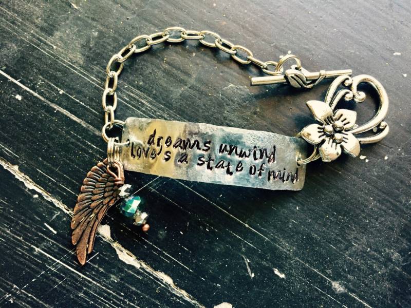 Fleetwood Mac ~Metall Gestempelt Stevie Nicks Style~ Gehämmertes Armband ~ Träume Unwind Liebt Einen Zustand Rhiannon von CENTiment