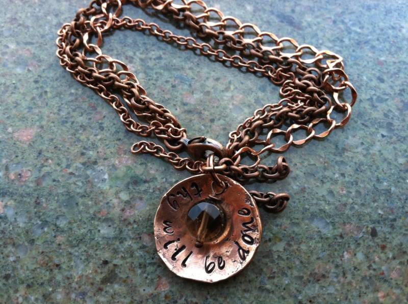 Kupfer Armband Hand Gehämmert Penny Smoky Religiöses Zitat von CENTiment