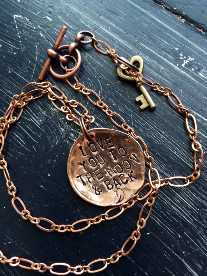 Love You To The Moon & Back .... Kupfer Halskette Valentine Braut Liebe Ihres Lebens Tochter Mutter von CENTiment