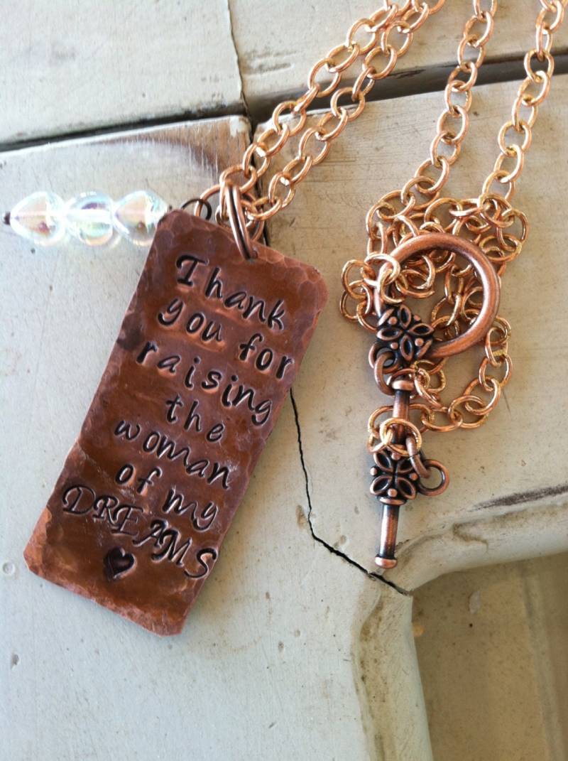 Mütter Tag Kupfer Halskette Hand Gestempelt "Vielen Dank Für Die Anhebung Der Frau Meiner Träume" Personalisiert von CENTiment